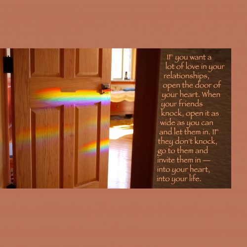 Sunlight and rainbows streaming through an open door